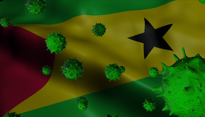 Corona Virus Outbreak with Sao Tome and Principe Flag - Coronavirus Concept Flag - Coronavirus Concept.