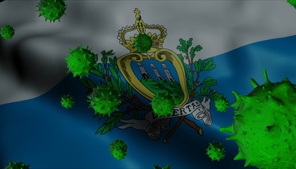 Corona Virus Outbreak with San Marino Flag - Coronavirus Concept Flag - Coronavirus Concept.