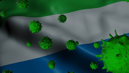 Corona Virus Outbreak with Sierra Leone Flag - Coronavirus Concept Flag - Coronavirus Concept.