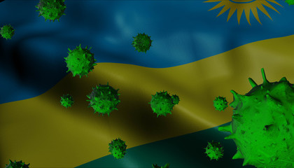 Fototapeta na wymiar Corona Virus Outbreak with Rwanda Flag - Coronavirus Concept Flag - Coronavirus Concept.