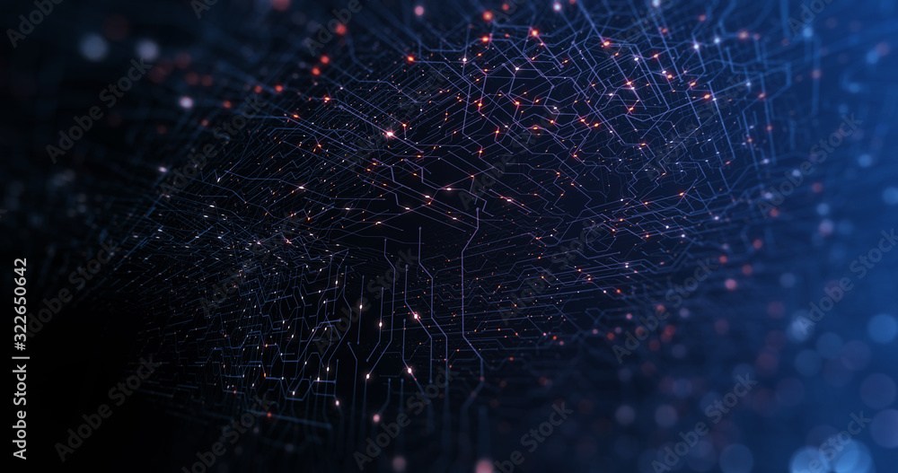 Poster circuit board, motherboard, digital chip. tech science background. integrated communication processo