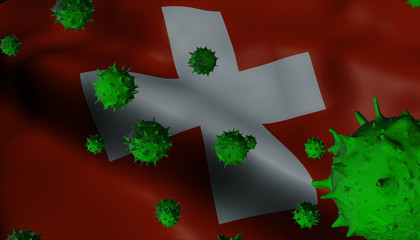 Corona Virus Outbreak with Switzerland Flag - Coronavirus Concept Flag - Coronavirus Concept.