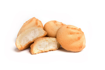 Cookies with a creamy top in a cut isolated on a white background.