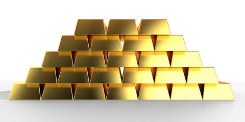 Gold ingots - bank/ treasure/ weath concept - 3D illustration