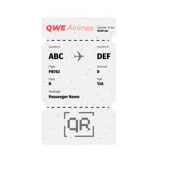 Concept air ticket. Ticket template. It can be used for an application or web site. Tear-off control. Airplane Ticket. Vector