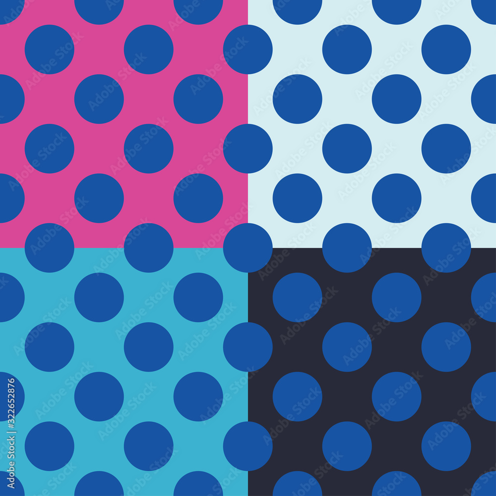 Poster colored circle seamless pattern template on different colours backgrounds