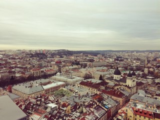 Fototapeta na wymiar Areal view from Lviv Town Hall