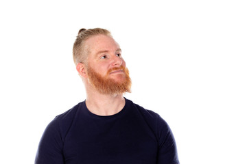Obraz premium Red haired man with long beard thinking
