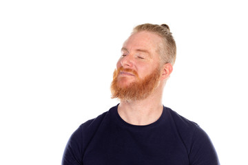 Fototapeta premium Red haired man with long beard thinking