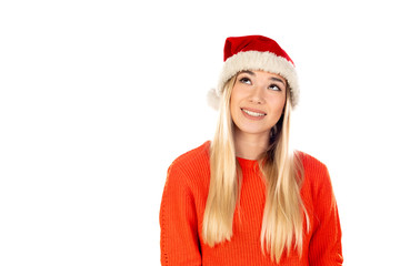 Young woman with Christmas hat