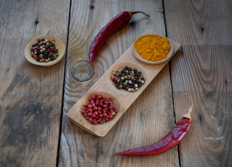 Aromatic herbal spices and red pepper for flavouring and seasoning