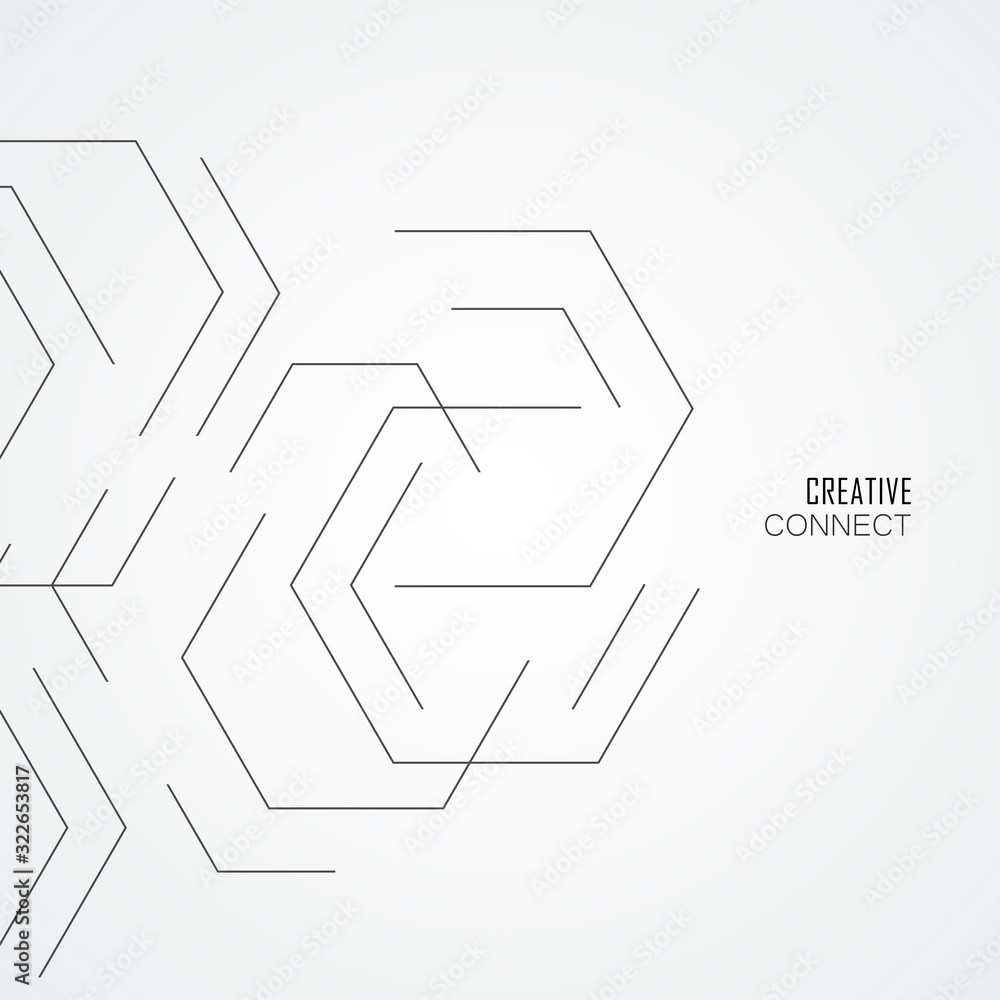 Aufkleber Abstract line shapes and pattern hexagon. Minimalistic design background