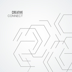 Abstract line shapes and pattern hexagon. Minimalistic design background