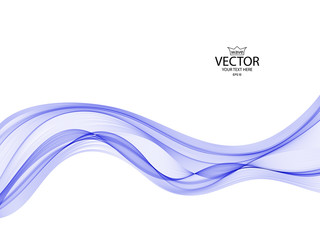 Vector abstract background, smooth blue waves on a white background