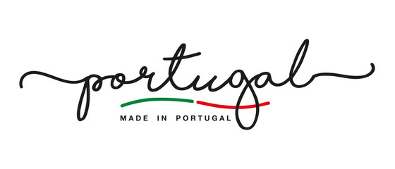 Made in Portugal handwritten calligraphic lettering logo sticker flag ribbon banner - obrazy, fototapety, plakaty