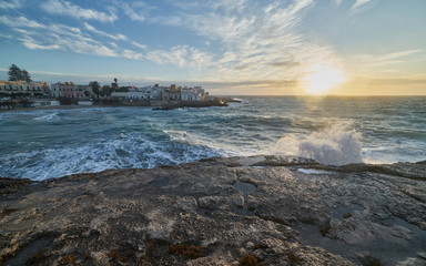 "Santa Maria al Bagno" in Salento - Italy. Very rough sea, with reflections and flashes.