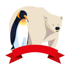 arctic animals in a white background