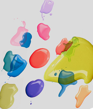 Colorful paint stains on white background