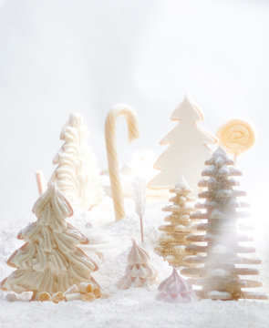 Winter landscape made of pastries