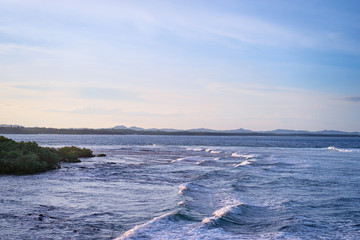 Beautiful blue seascape with waves.