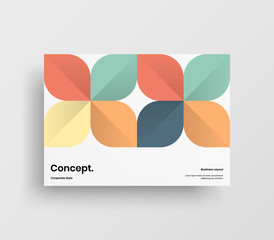 Creative business presentation vector A4 horizontal orientation front page mock up. Modern corporate report cover abstract geometric illustration design layout. Company identity brochure template.