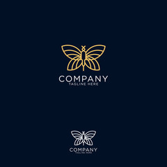 Obraz premium logo design emblem vector illustration of butterfly monoline elegant style