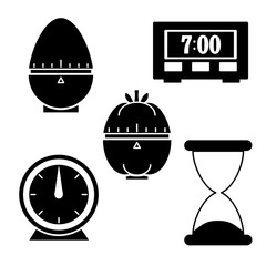 Set of time, clock, watch, timer vector simple outline icons for web and mobile design pack.