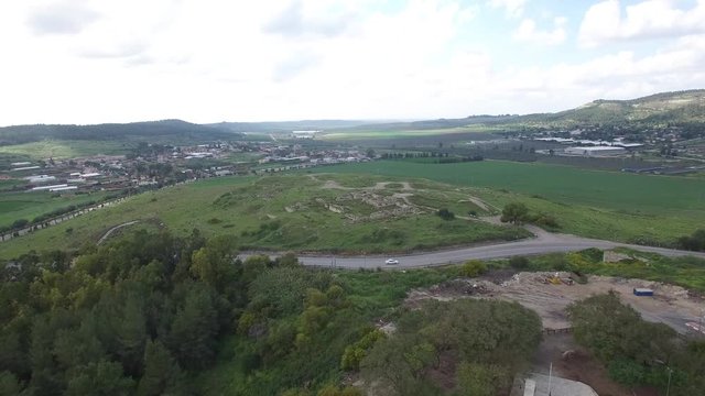 Drone over the road near ancient Beit Shemesh ruins. Israel. DJI-0127-05