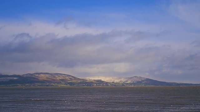 View of Cooley mountains and sea from Blackrock beach.
