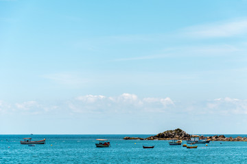Panoramic view of the sea at the Armacao Beach, in Florianopolis, Brazil.