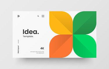 Creative horizontal website screen part for responsive web design project development. Abstract geometric pattern banner layout mock up. Corporate landing page block vector illustration template.