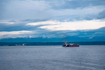 Boat on the Ocean Carrying Cargo