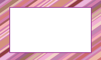 Fototapeta premium pink, lilac, burgundy straight stripes of different shades diagonally in the form of a rectangular frame. white rectangular blank space