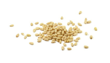 peeled pine nuts isolated on a white background 