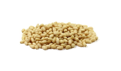 peeled pine nuts isolated on a white background 