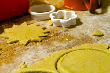 Close up shot of cake dough on a pastry board