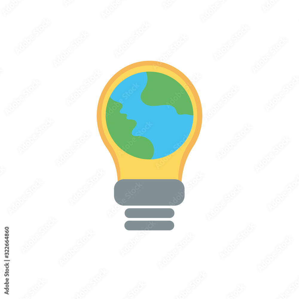 Sticker world planet earth in bulb light flat style