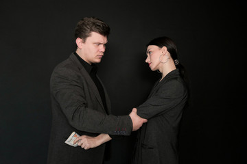 Concept for corruption and bribing fraud finance with bundle of dollar