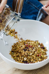 granola with nut, goji berry, seed and cereal