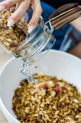 granola with nut, goji berry, seed and cereal