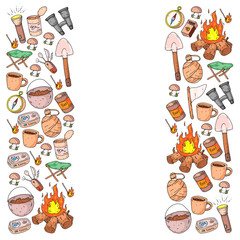 Camping vector illustration. Travel outdoor adventure