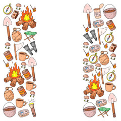 Camping vector illustration. Travel outdoor adventure