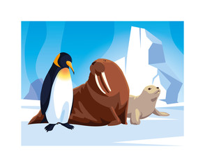 Obraz premium arctic animals at the north pole, arctic landscape