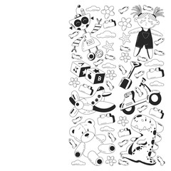 Kindergarten vector pattern with toys. Children play and grow together.