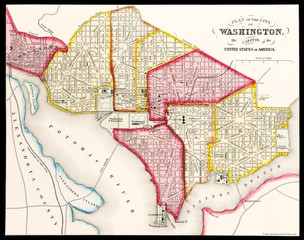 Map of Washington, District of Columbia, published in 1863, a restored reproduction. I have selected interesting, old 19th and early 20th century graphic images for digital restoration and editing. 