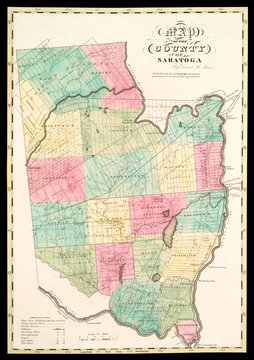 Map of Saratoga County, New York published in 1867, a restored reproduction. I have selected interesting, old 19th and early 20th century graphic images for digital restoration and editing.