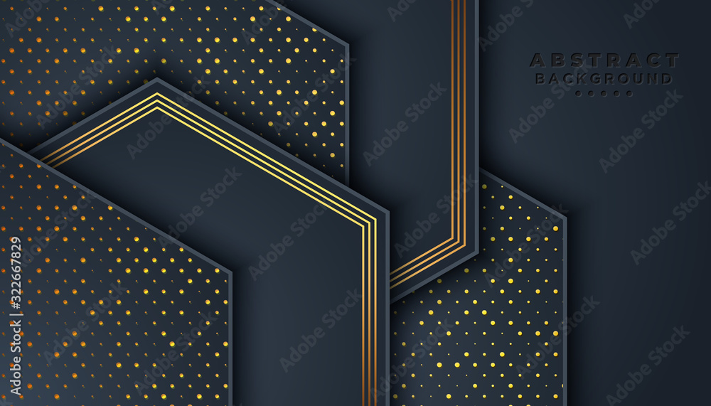 Aufkleber dark abstract hexagon background with overlap layers. luxury design concept.