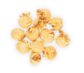 Popcorn isolated on whitw background. Top view