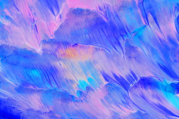 Fototapeta na wymiar Abstract hand-painted background in blue and pink colors. The texture of the gouache print, reminiscent of the sea, a coral reef. Design for backgrounds, wallpapers, covers and packaging
