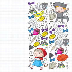 Illustration of a Children's Performing on Stage. Theatre with kids